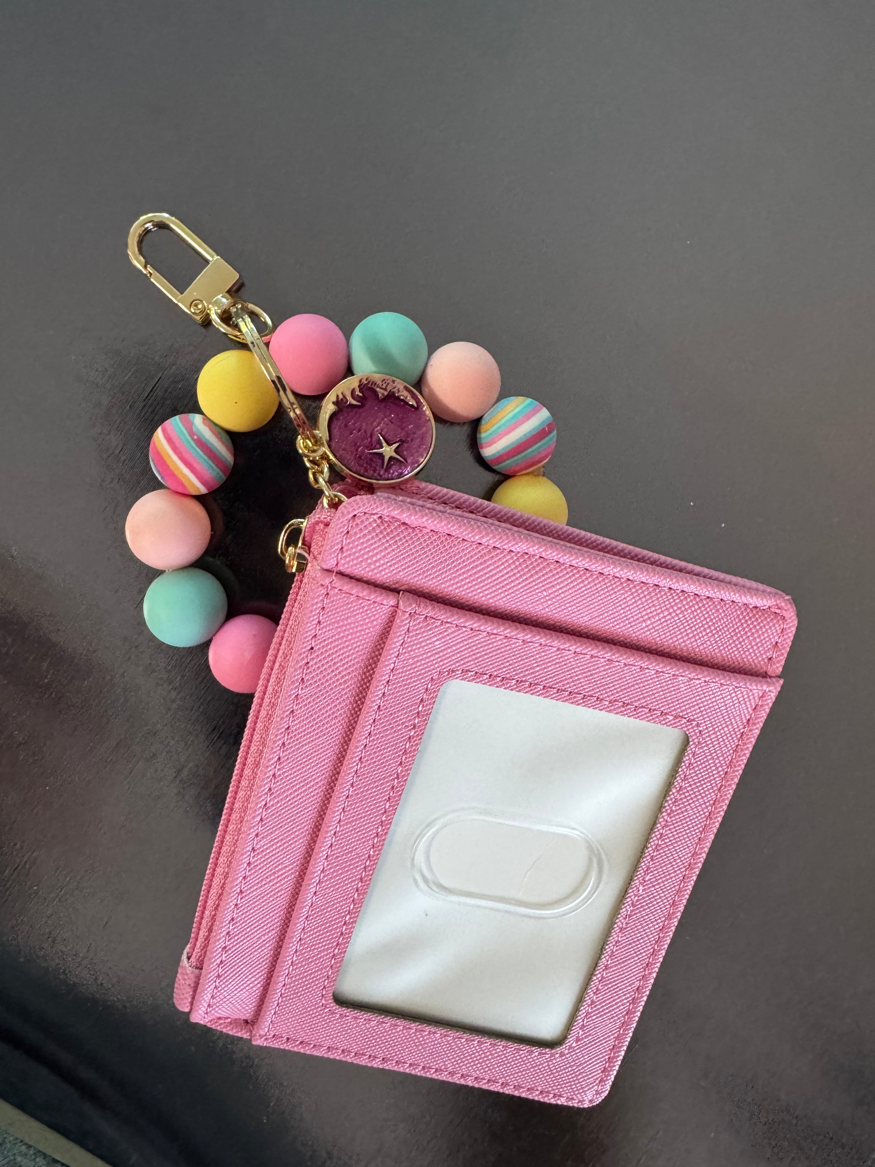 Luxe Stretch Wristlet & Pink Leather Wallet – 8"