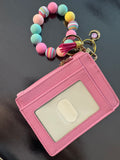 Luxe Pink Leather Wallet & Wristlet Set