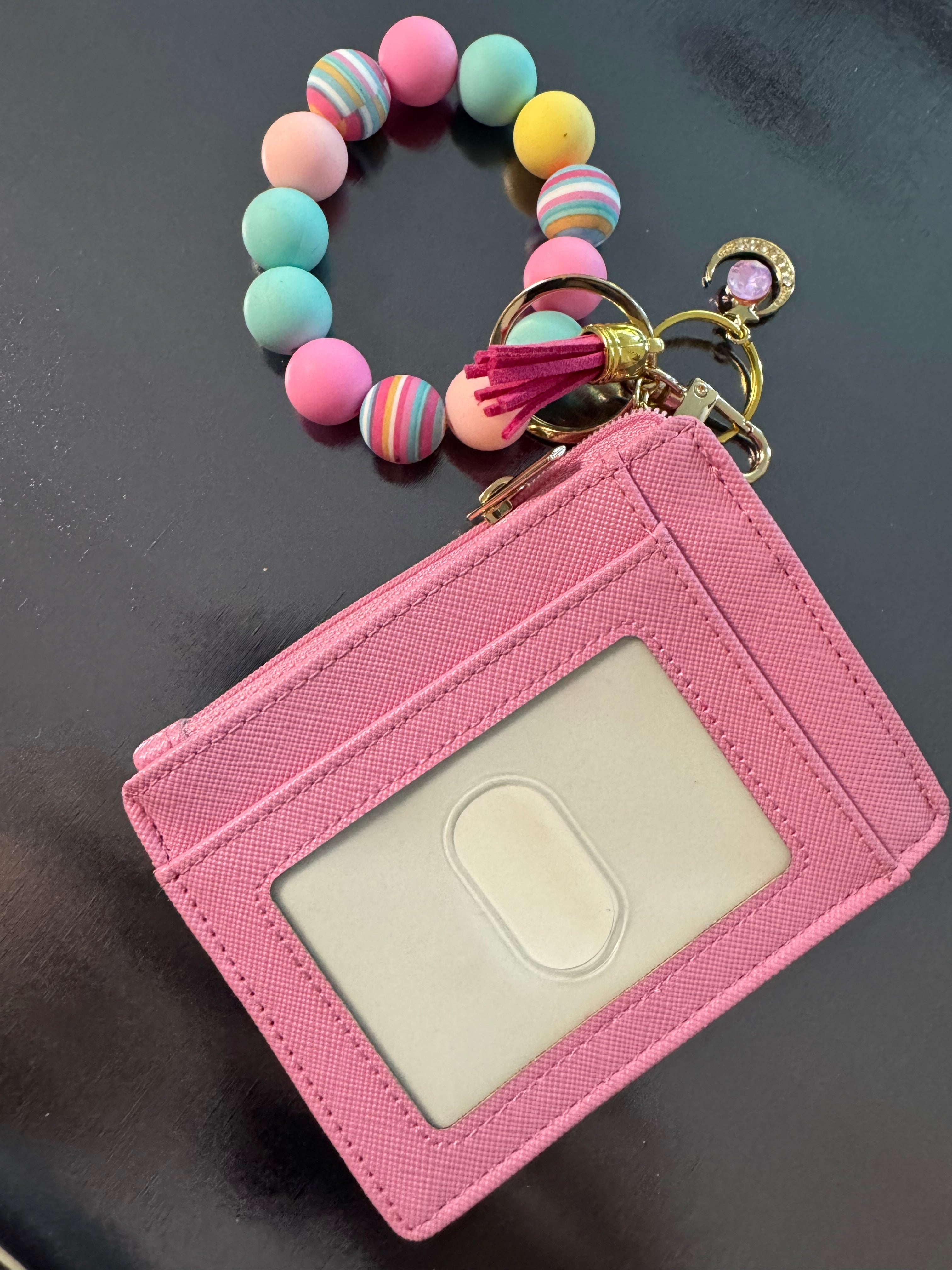 Luxe Pink Leather Wallet & Wristlet Set