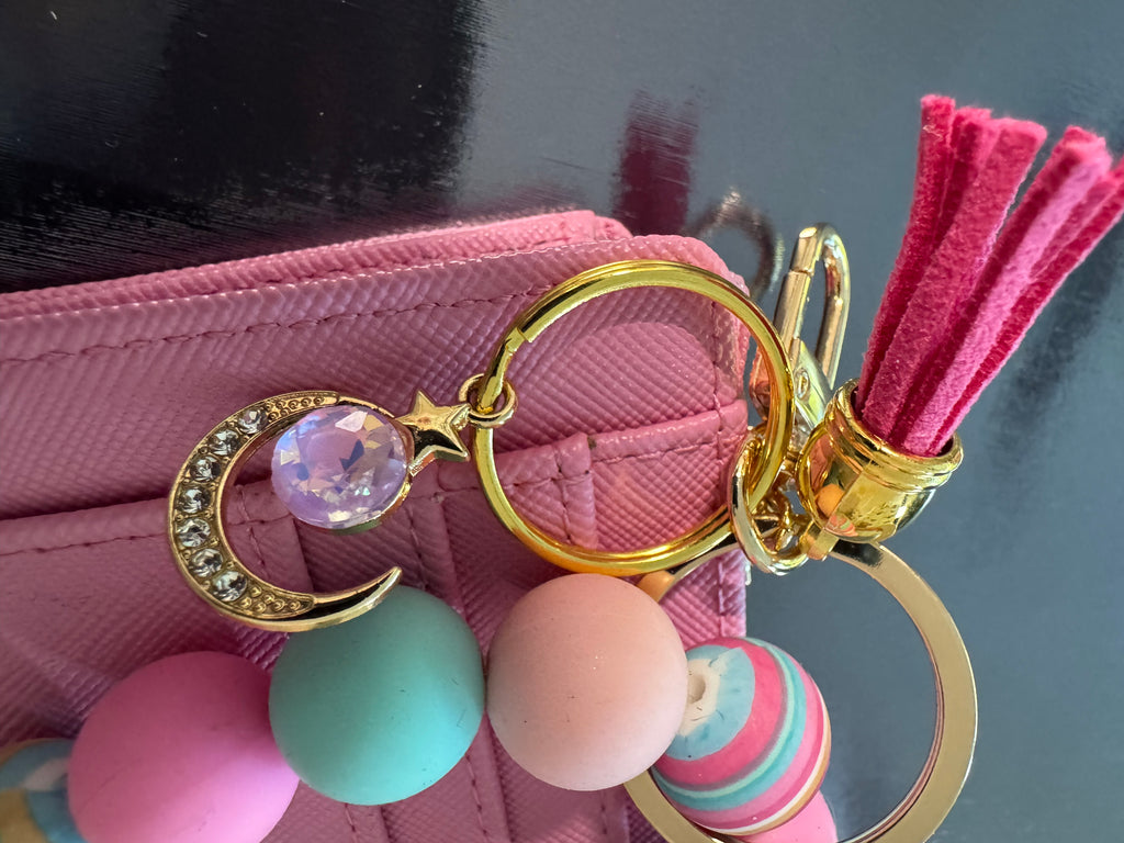 Luxe Pink Leather Wallet & Wristlet Set