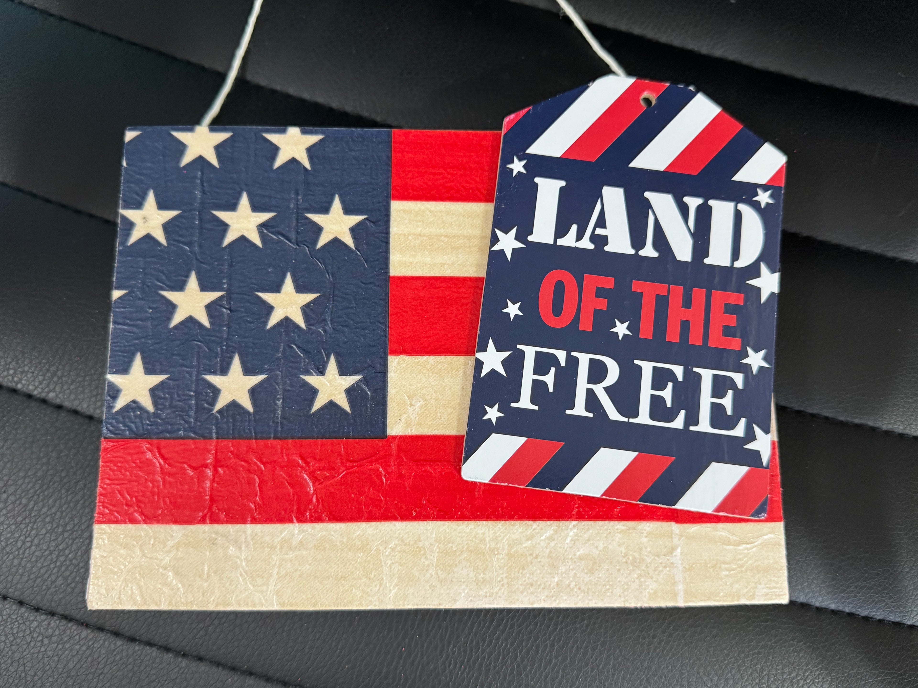 Patriotic Wooden Hanging Sign – “Land of the Free”