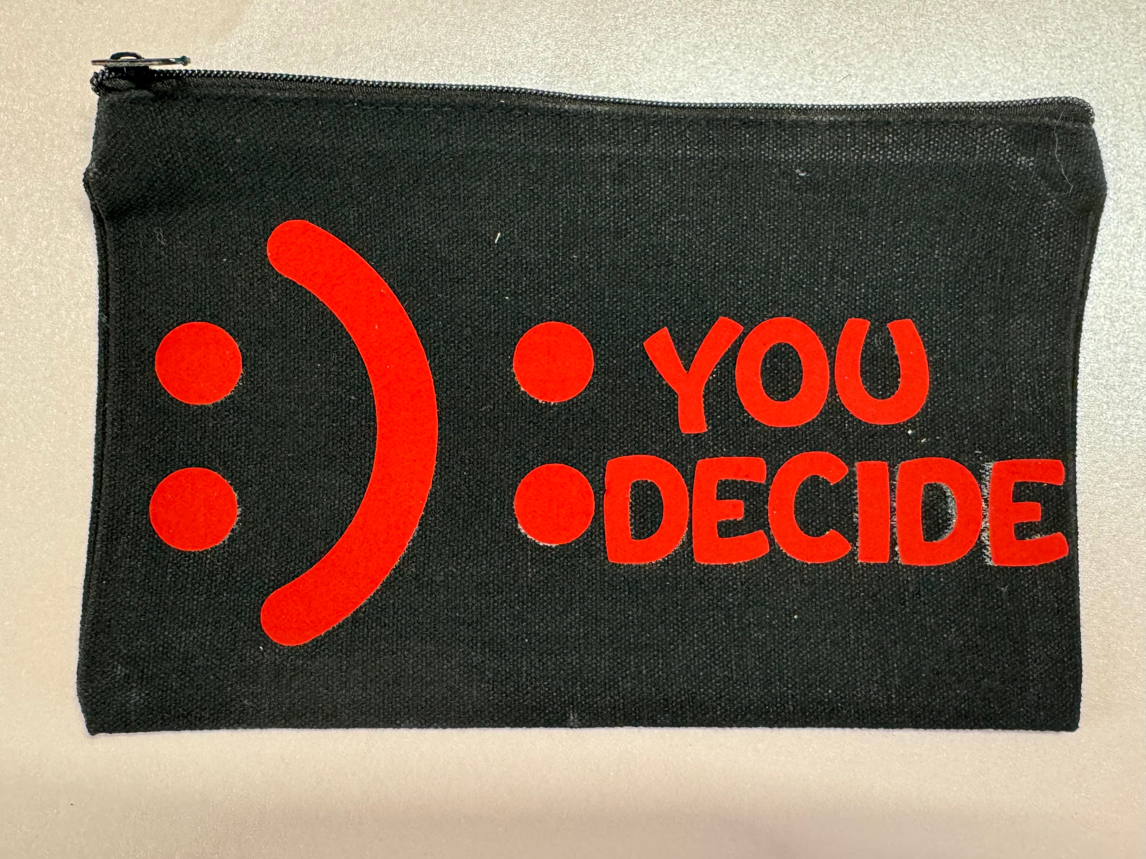 Pop‑Era Black Canvas Tote Pouch – “You Decide”