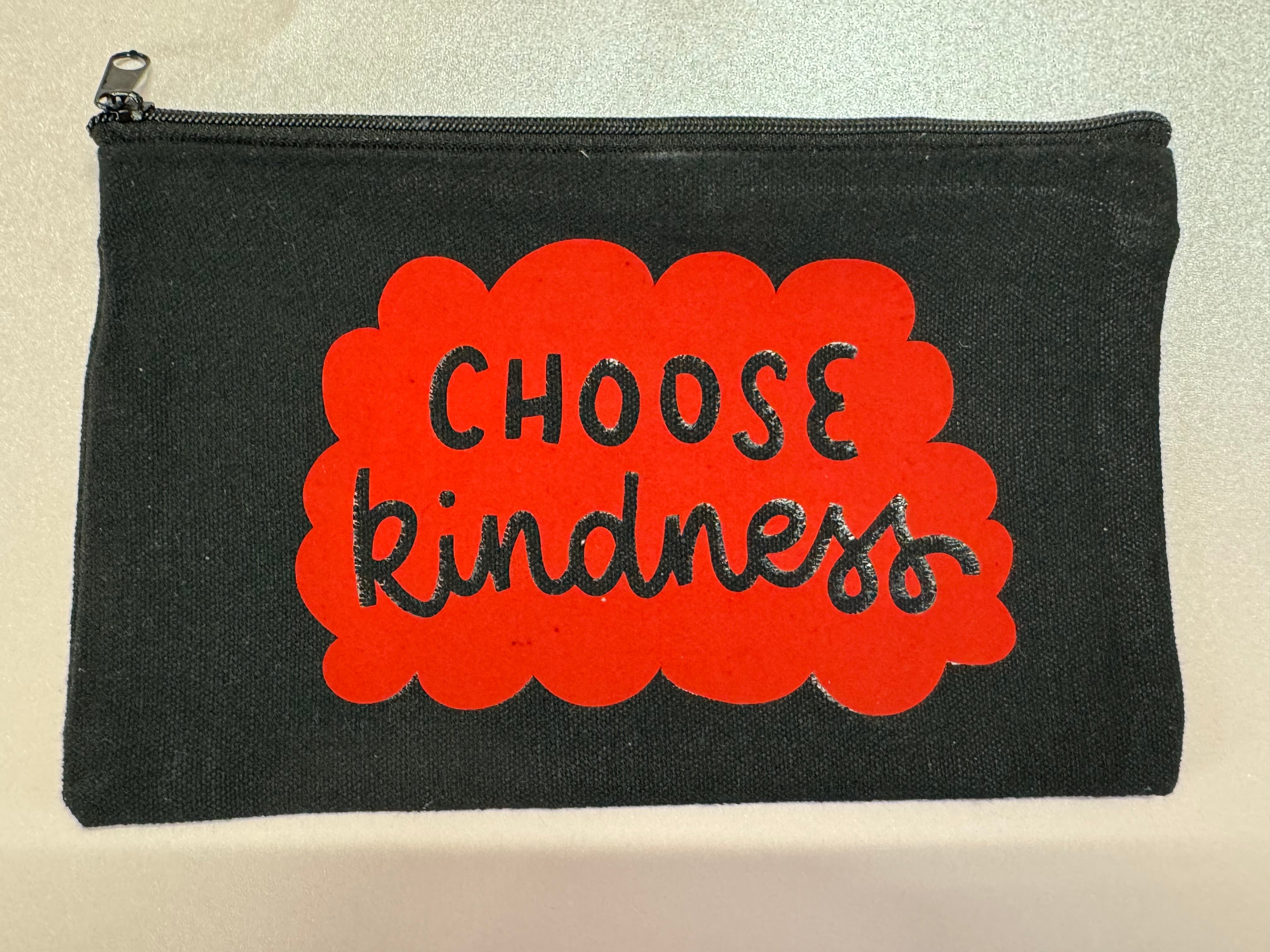 Elevated Black Canvas Tote Pouch – “Choose Kindness”