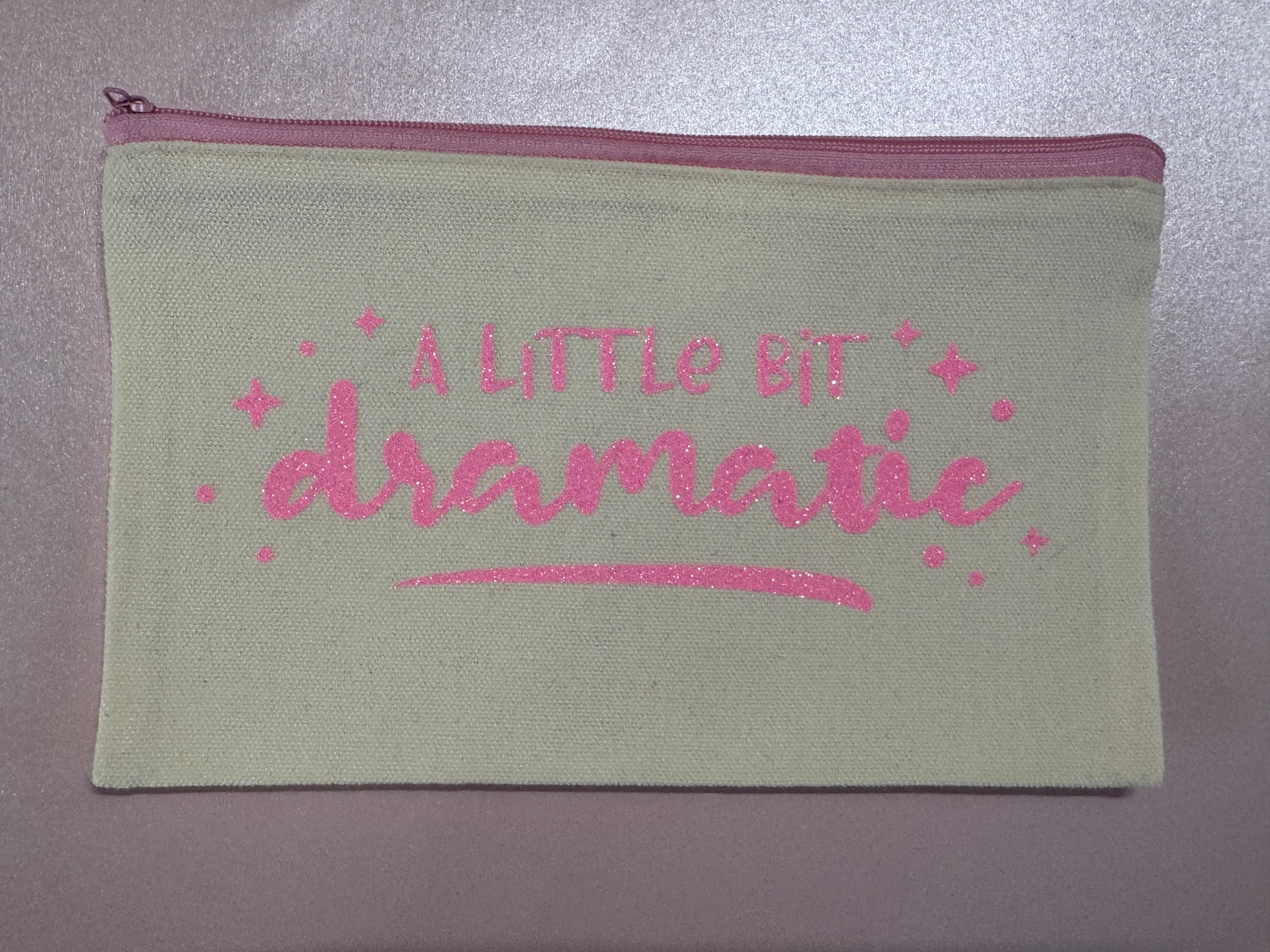 Chic White Canvas Tote Pouch – “A Little Bit Dramatic.”