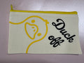 Playful White Canvas Tote Pouch – “Duck Off”