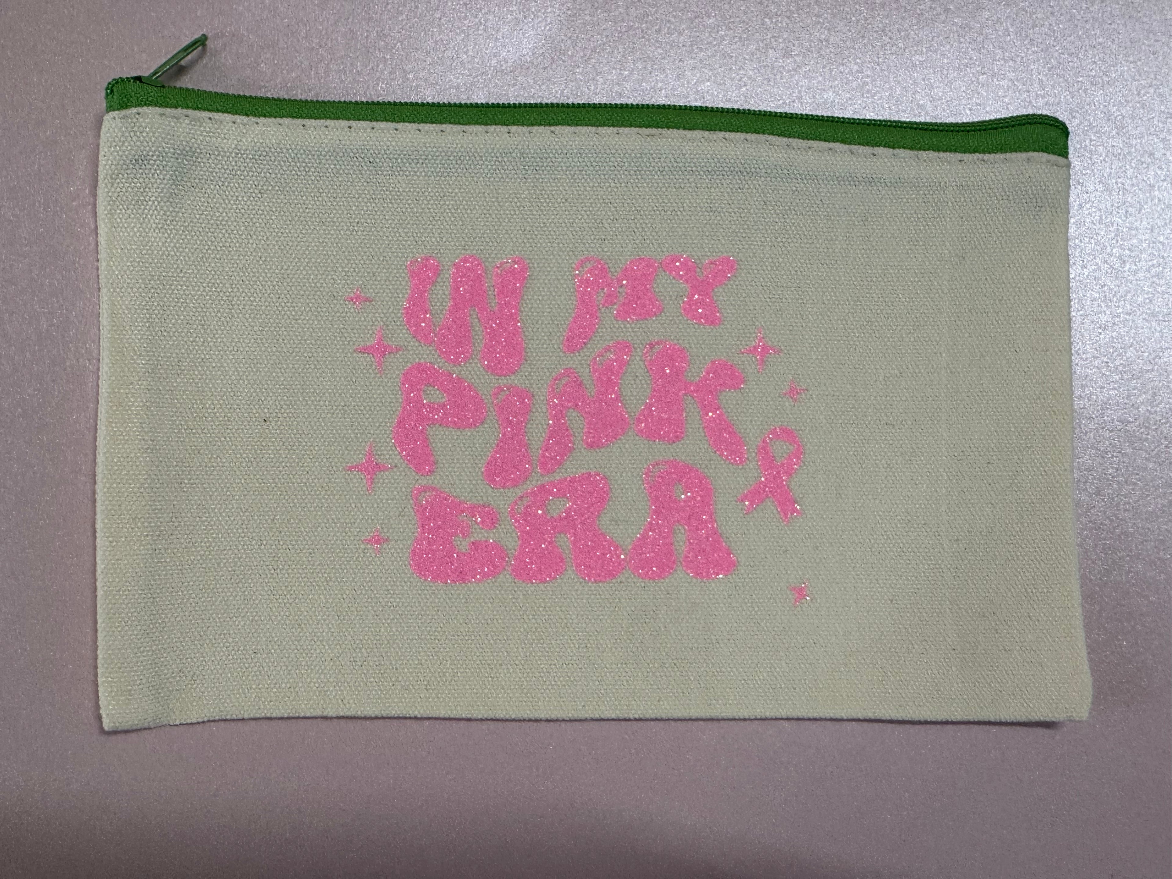 Trendy White Canvas Tote Pouch – “In My Pink Era”