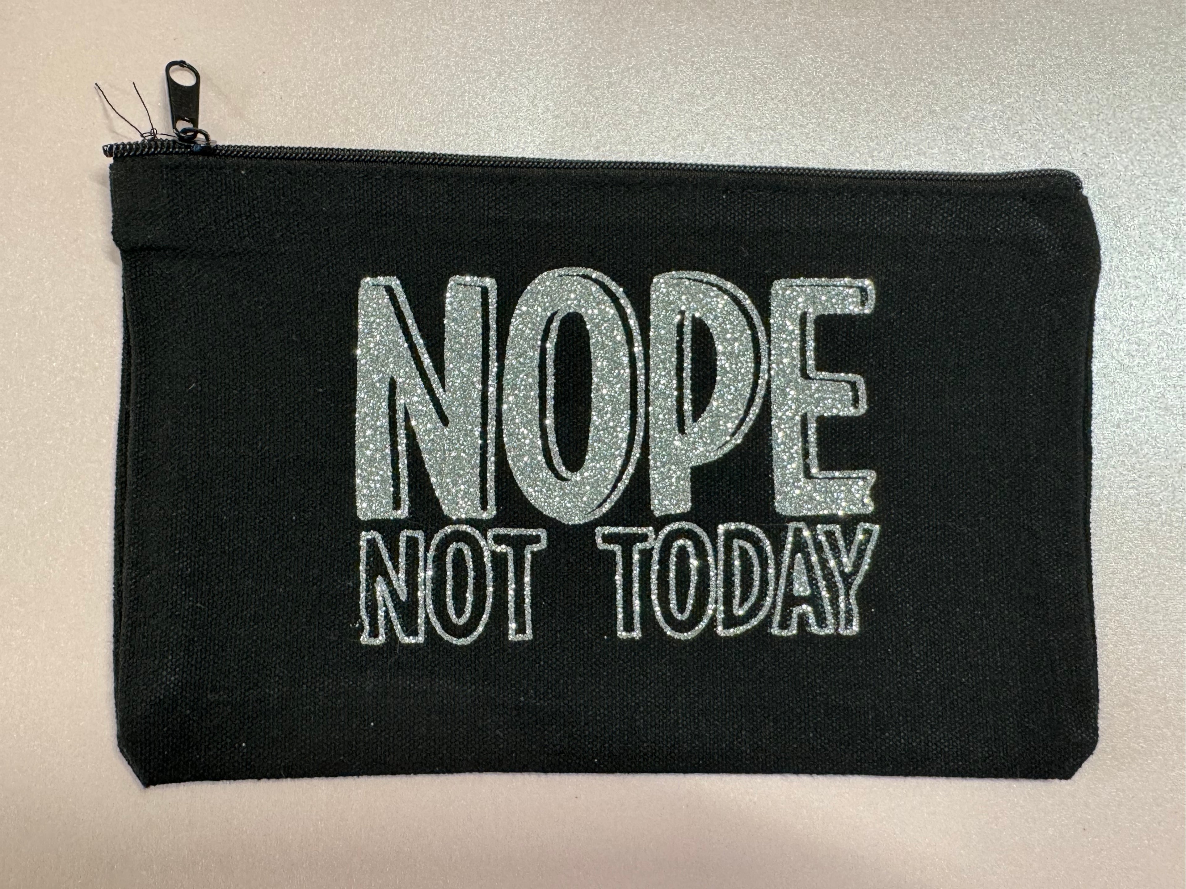 Black Canvas Tote Pouch – “NOPE, Not Today”