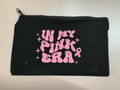 Luxe Black Canvas Zipper Pouch – “In My Pink Era”